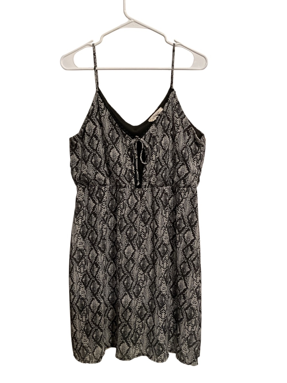 Black & White Snake-Print Spaghetti Strap Dress